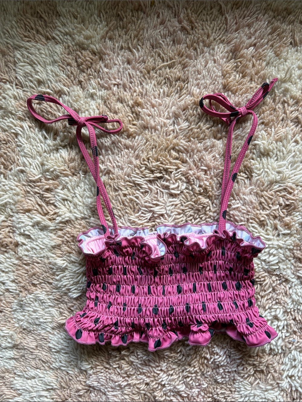 Mollusk pink polka dot bandeau bikini top